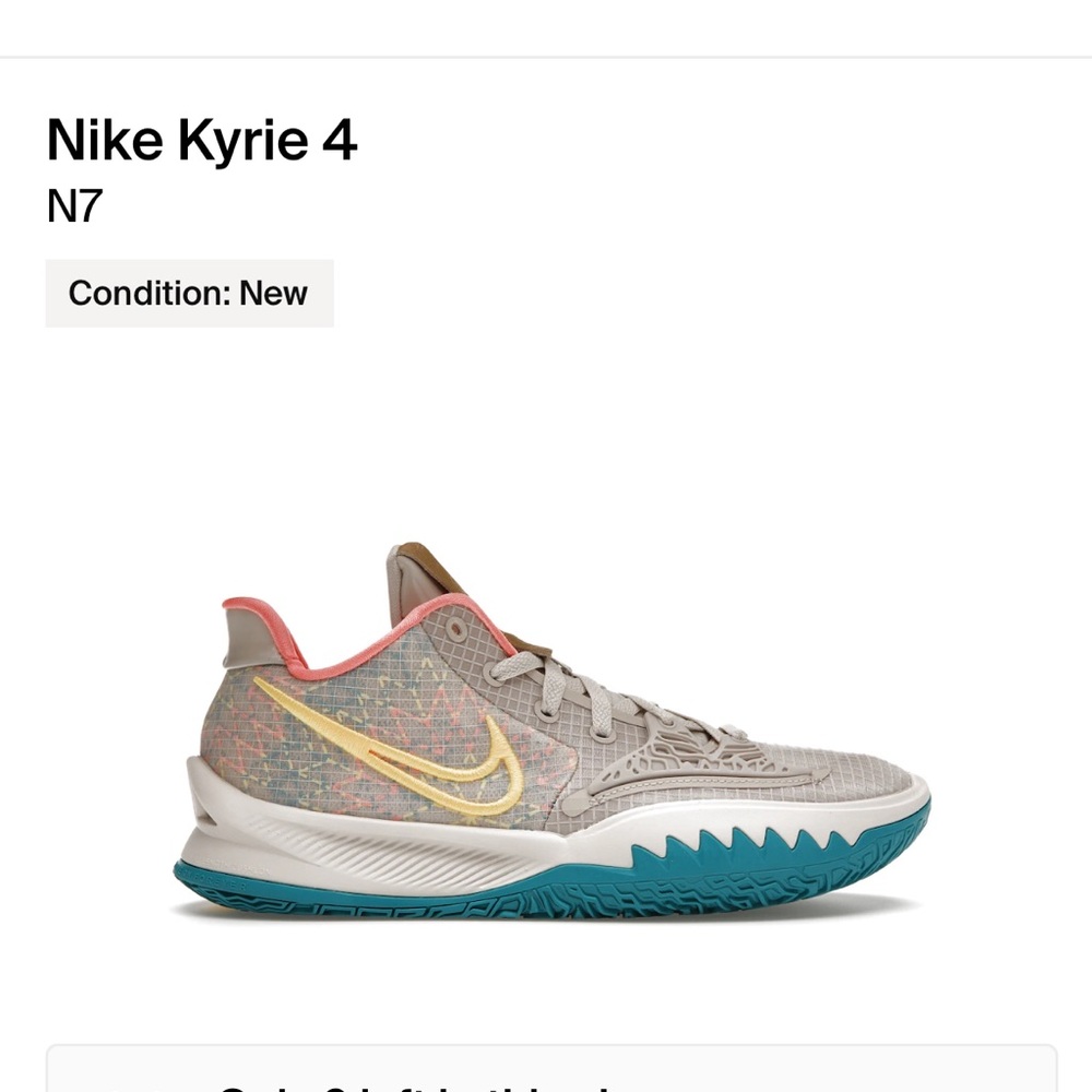 Men’s Shoe Size 5.5 BRAND NEW Nike Kyrie 4 N7 natural/yellow/teal